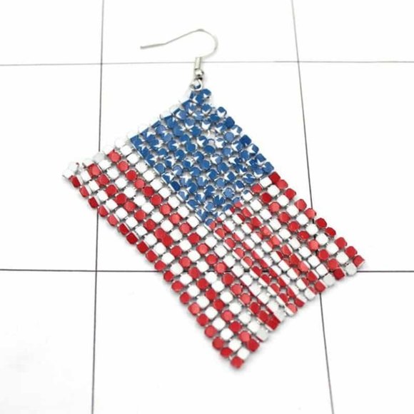 #1 American Flag Mesh Earrings - Picture 3 of 4
